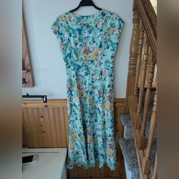 Sundance Floral Silk Garden Party Midi Dress Size 10 - Picture 5 of 8